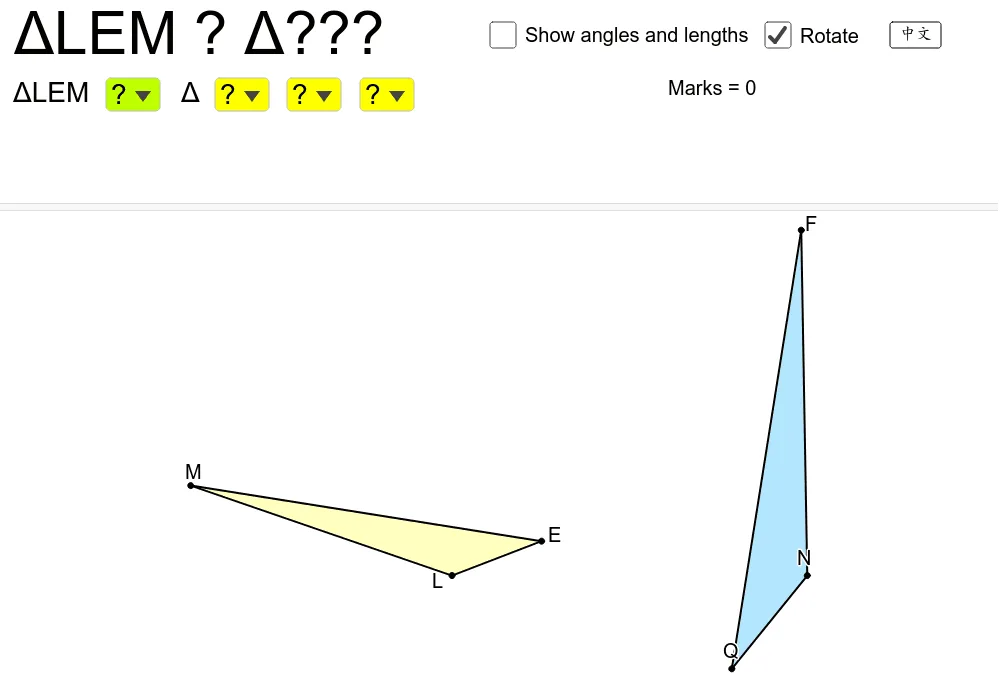 Quiz on Naming Congruent and Similar Triangles