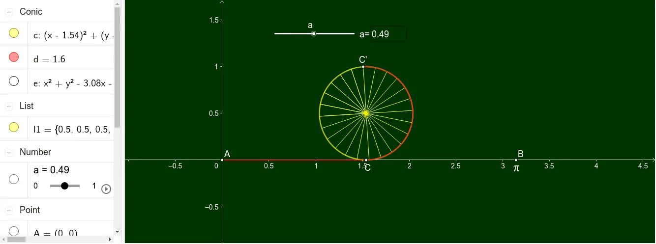 Representing the Irrational Number π on the Number Line