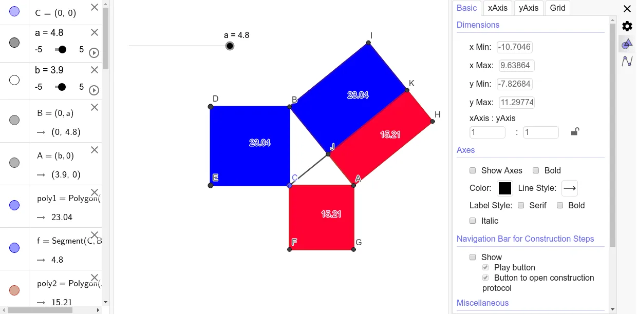 Geometric Construction of the Pythagorean Theorem