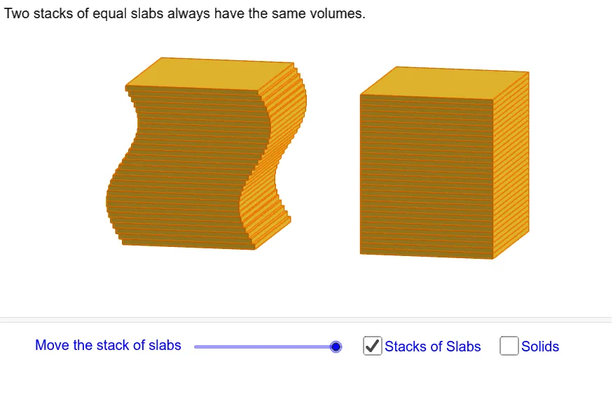 Cavalieri's Principle 3D Demonstration
