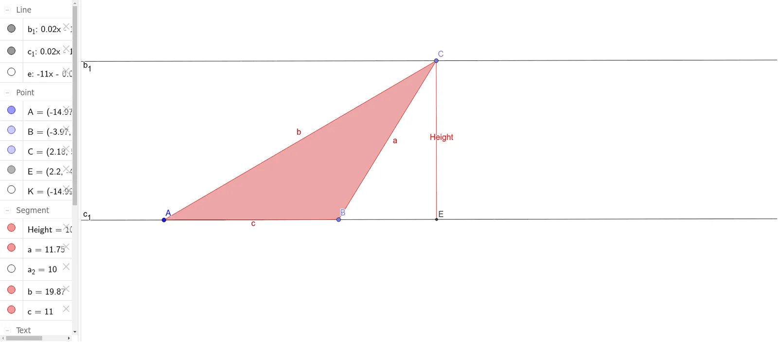 Area of a Triangle with Different Bases