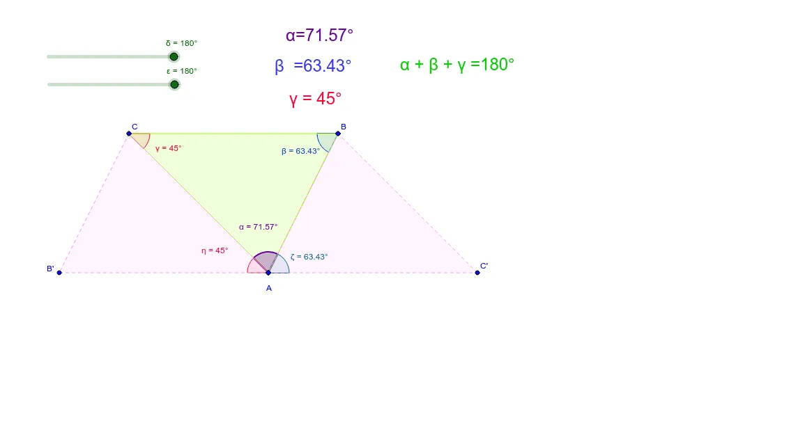 Angle Sum in a Triangle Demonstration
