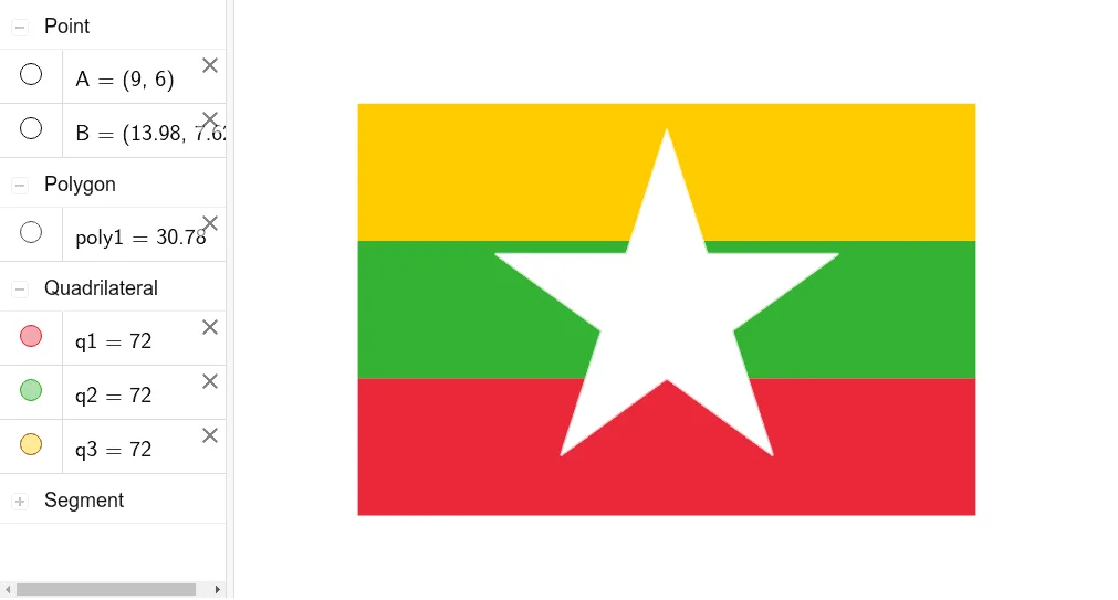 Geometric Construction of the Myanmar Flag Using Polygons