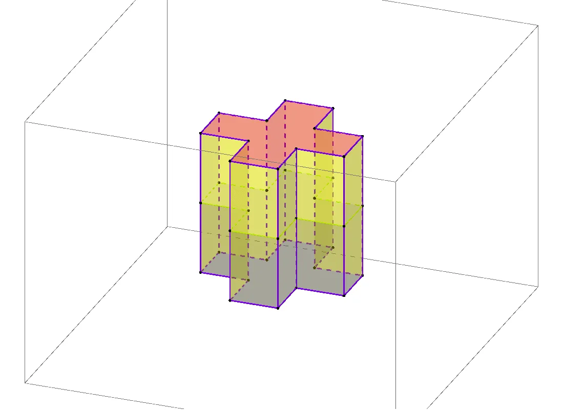 3D Geometry Demonstration of a Cross-Shaped Prism
