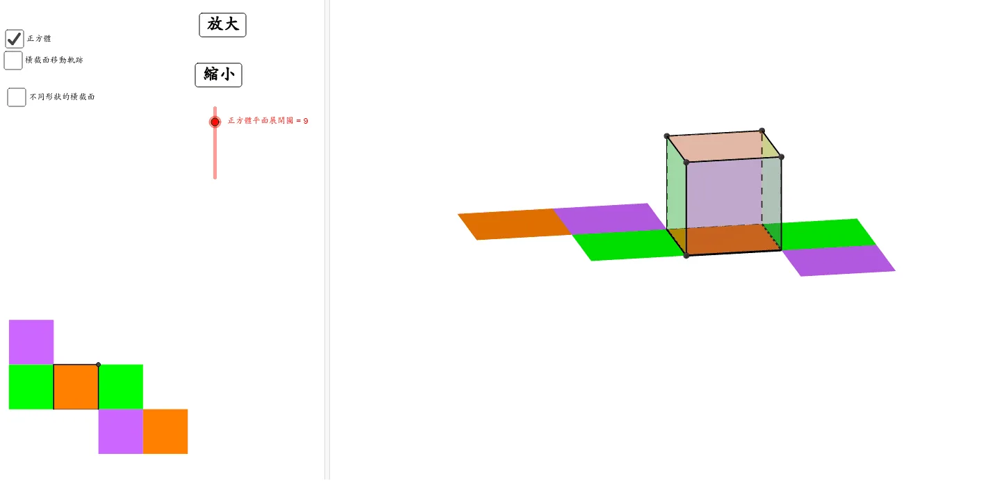Cross-Sections and Net of a Cube