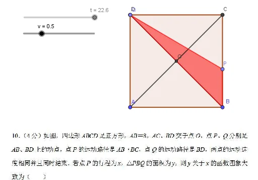三角形面积随动点行程变化的函数图像