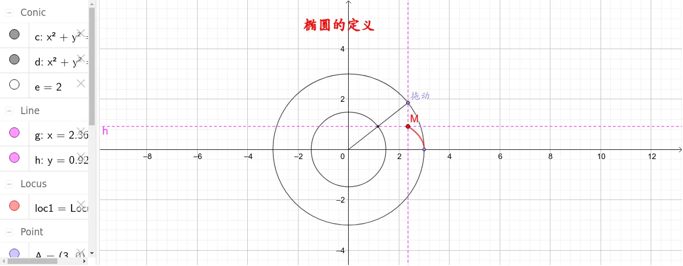 Definition of an Ellipse: Locus Construction via Two Circles