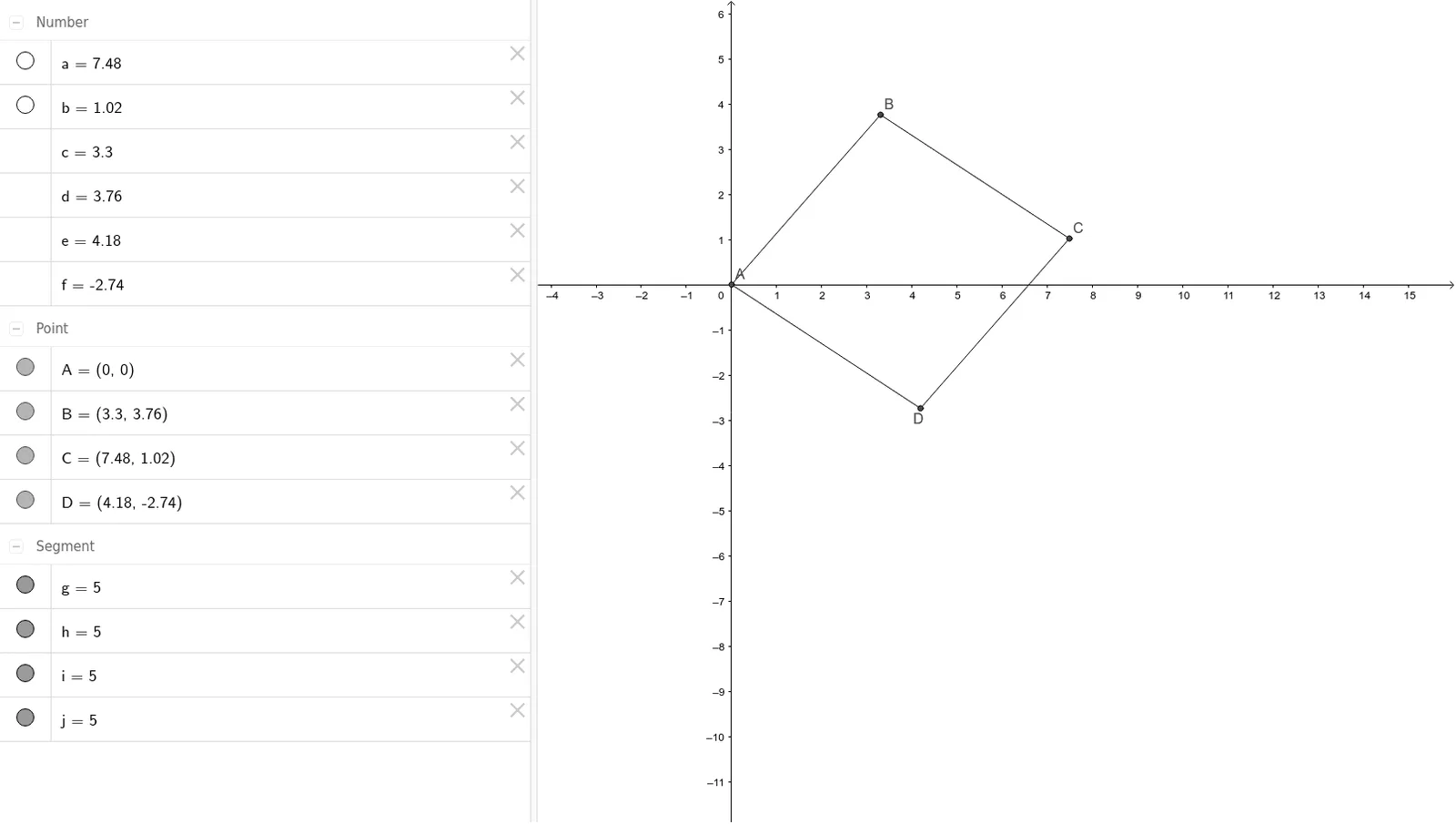 Geometric Construction and Properties of a Rhombus