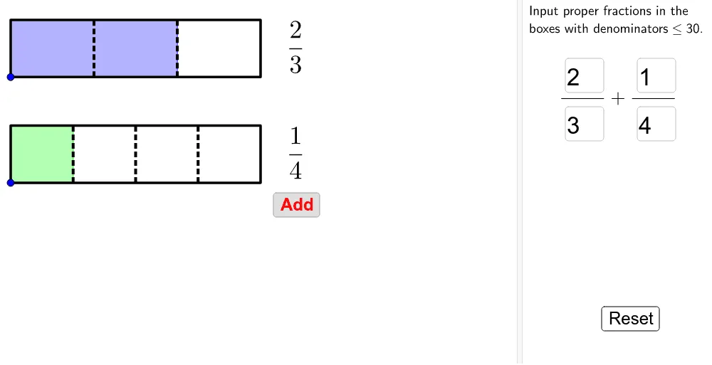 Geometric Demonstration of Fraction Addition