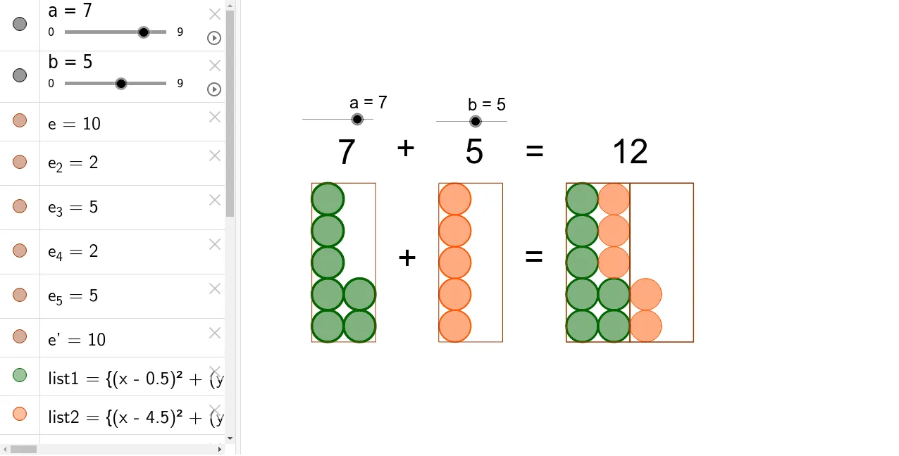 Visual Demonstration of Addition within 10