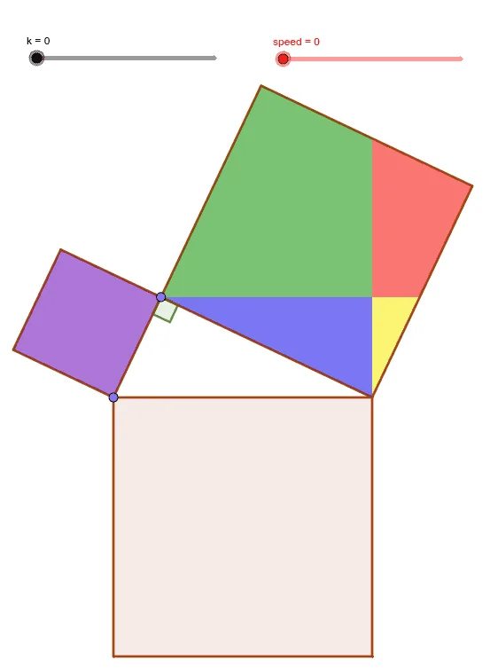 Pythagorean Theorem Visual Proof: Circular Arc Translation Demonstration