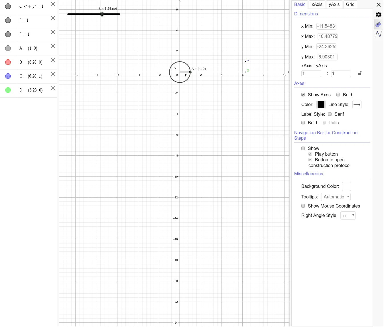 Dynamic Trigonometric Functions: Rotation and Intersection Construction