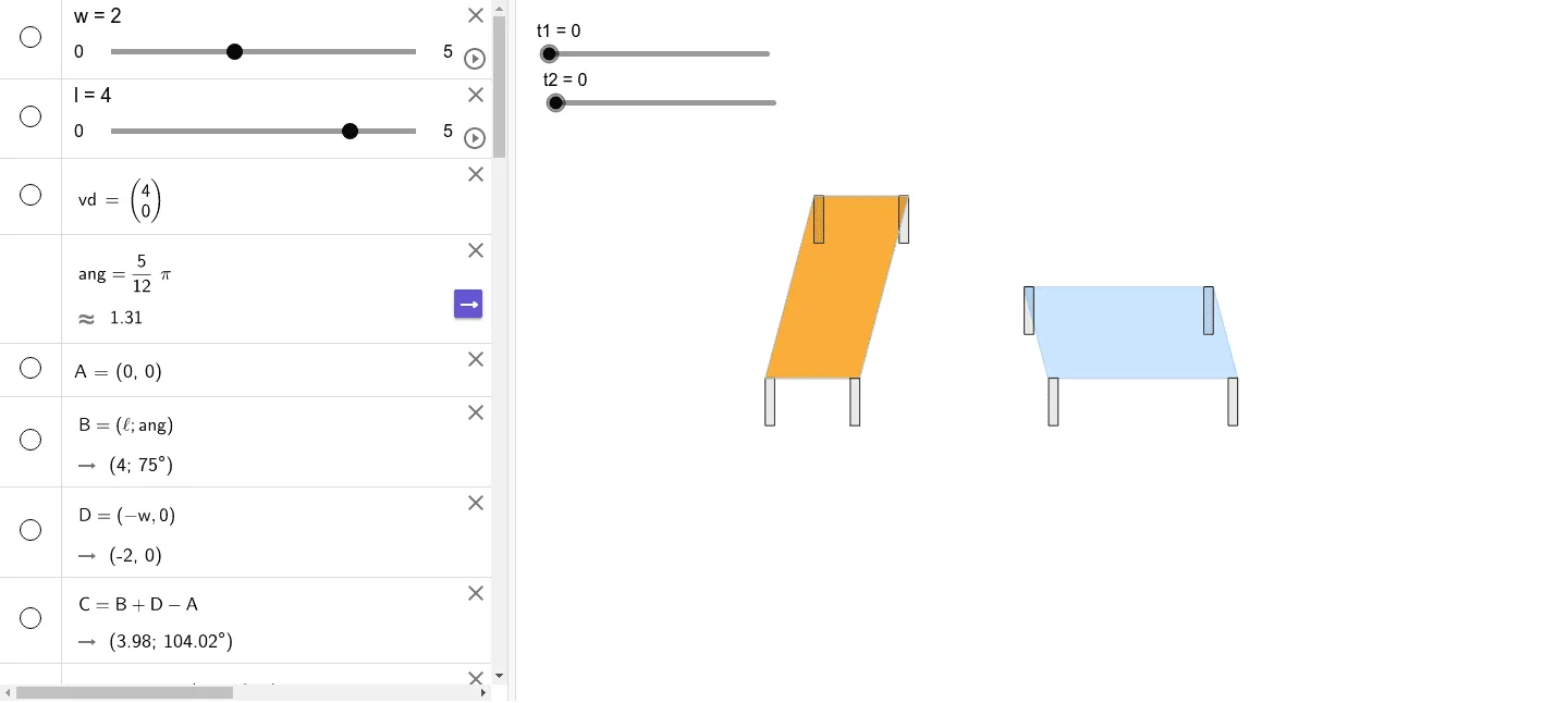 Transforming Table: Polygon and Vector Translation Demo