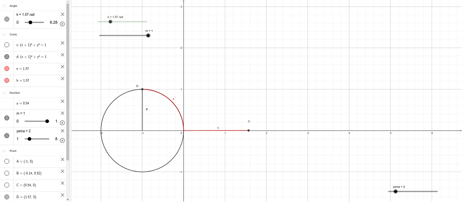Geometric Display of Sine Function Variable
