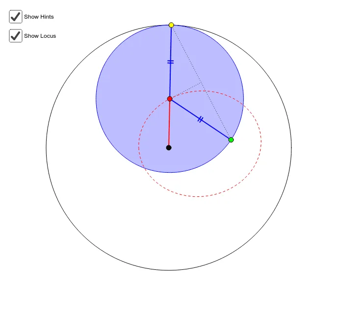 Locus of Center of Circle Tangent to Given Circle Through Interior Point