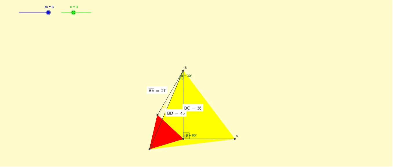 Geometric Construction and Distance Relations of Right and Equilateral Triangles