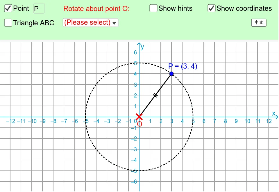 Interactive Geometric Rotation Transformation Demo