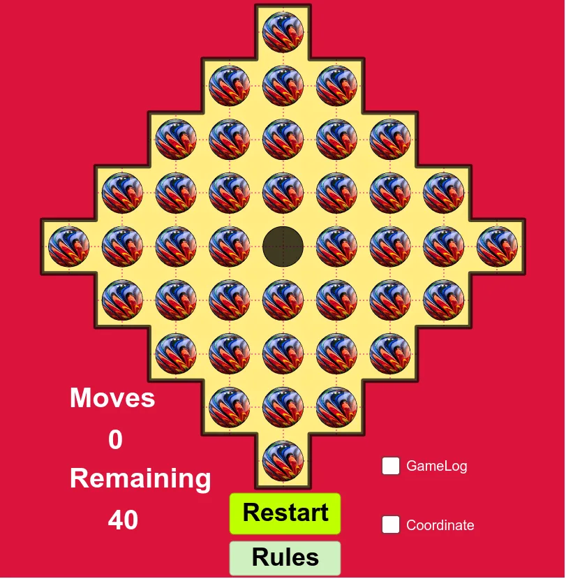 Peg Solitaire Diamond Board Demonstration