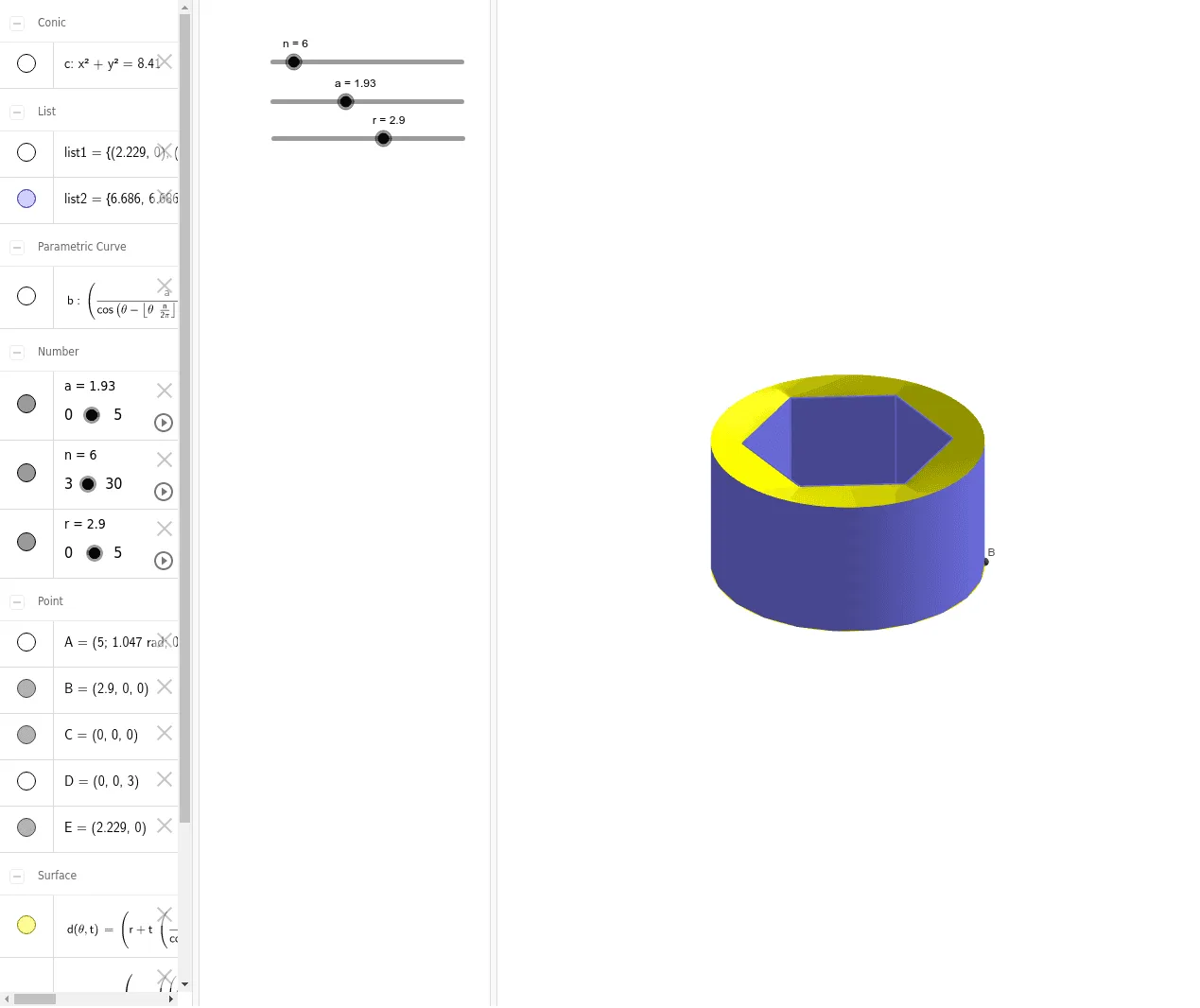 Square-Holed Cylinder: 3D Geometric Construction
