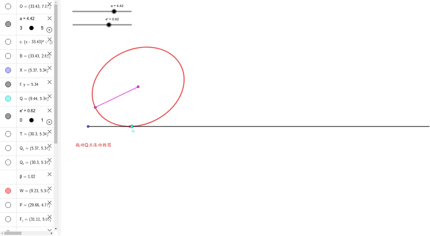 Geometric Construction of an Ellipse Rolling on a Ray