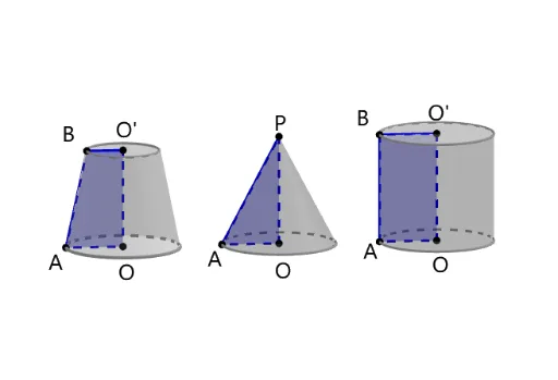Construction of Cylinders, Cones, and Frustums as Solids of Revolution