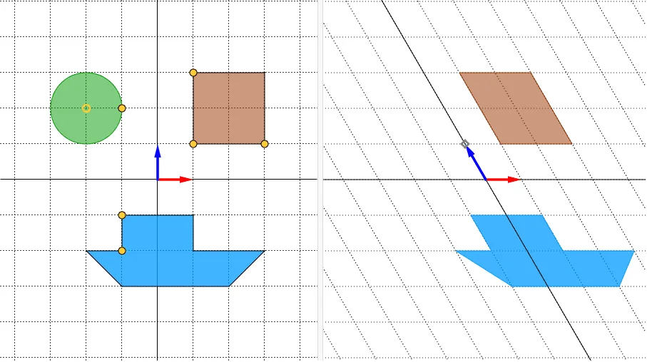 Geometric Demonstration of Shear Matrix in X-Direction