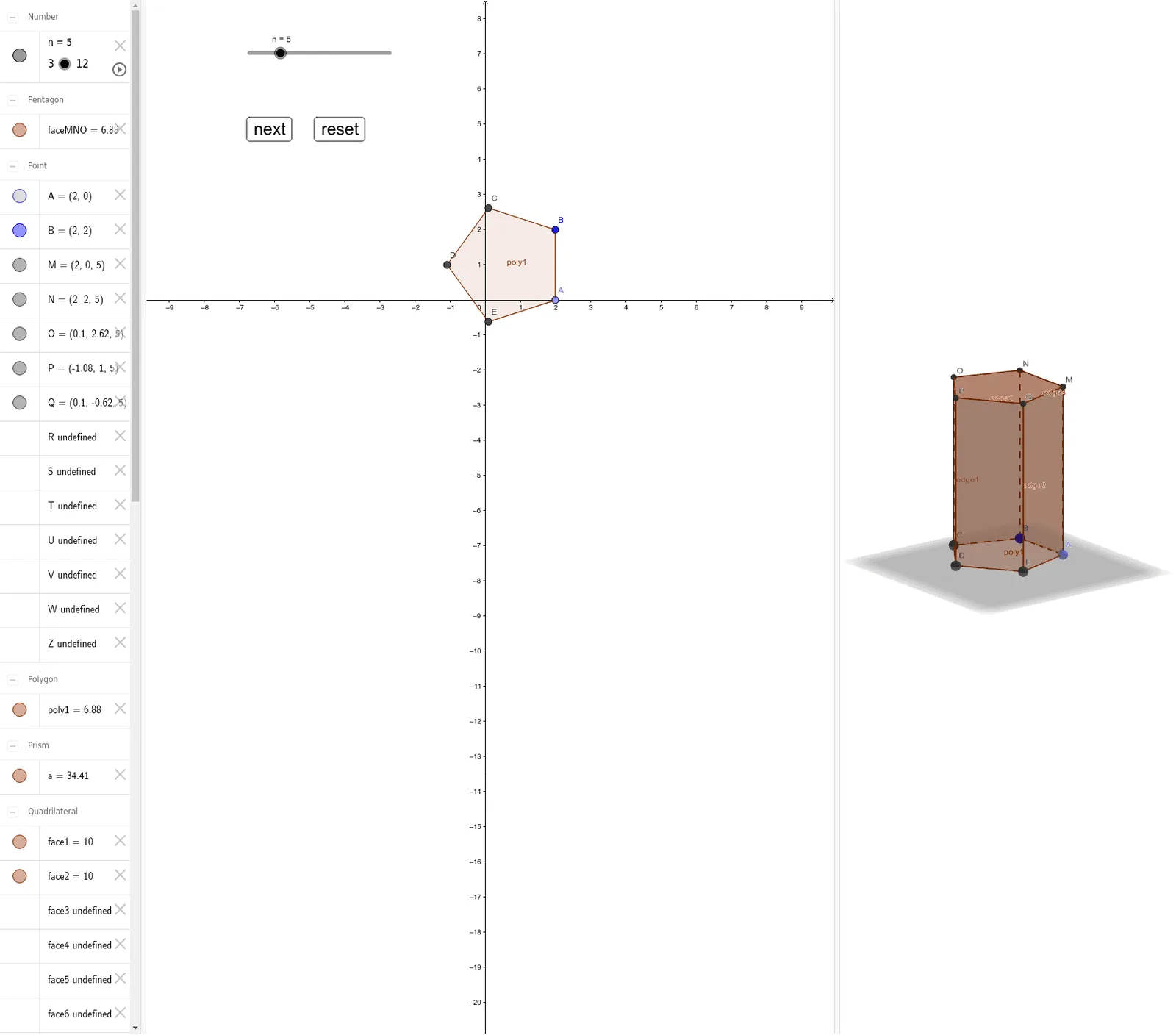 3D Geometric Construction and Demonstration of a Prism