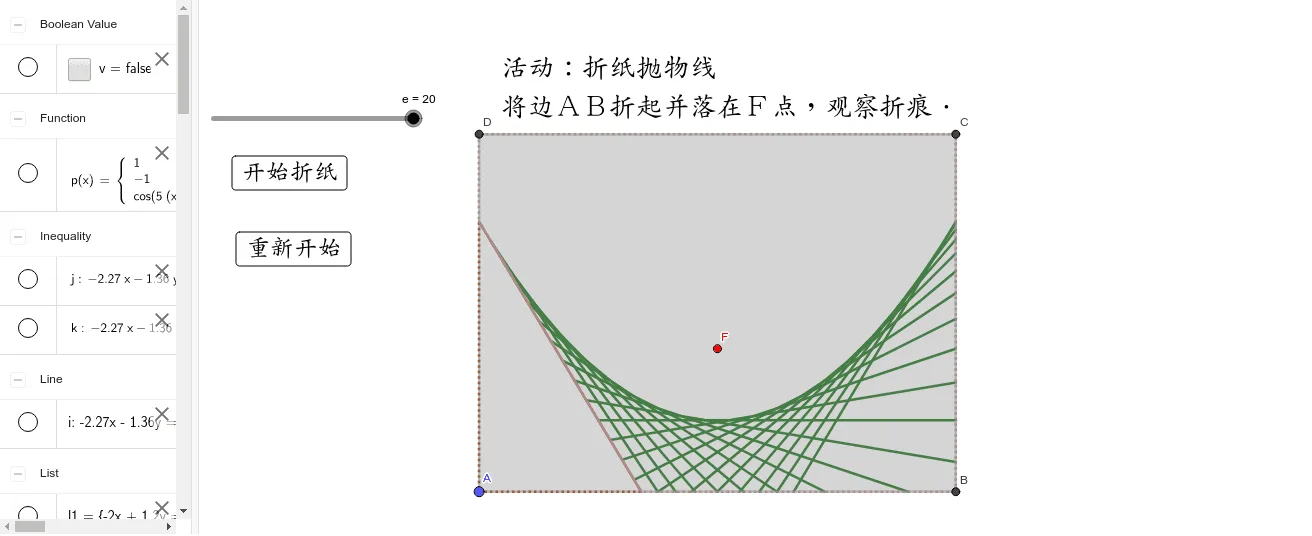 Paper Folding to Parabola: Envelope Geometric Construction