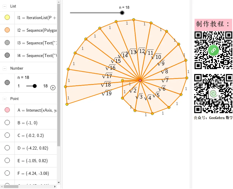 Pythagorean Spiral (Iteration of Square Roots)