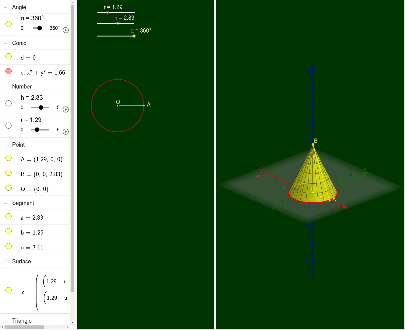 Surface of Revolution: Generating a Cone from a Rotating Triangle