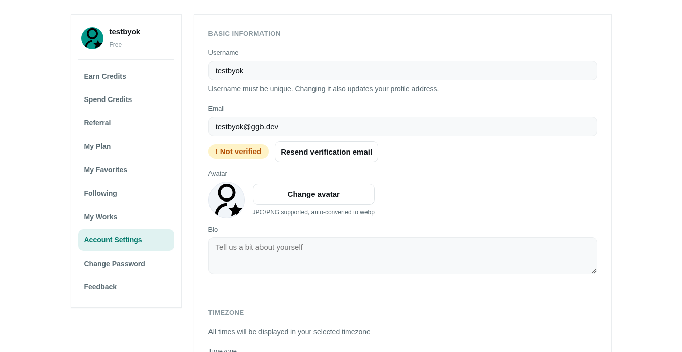 Account settings