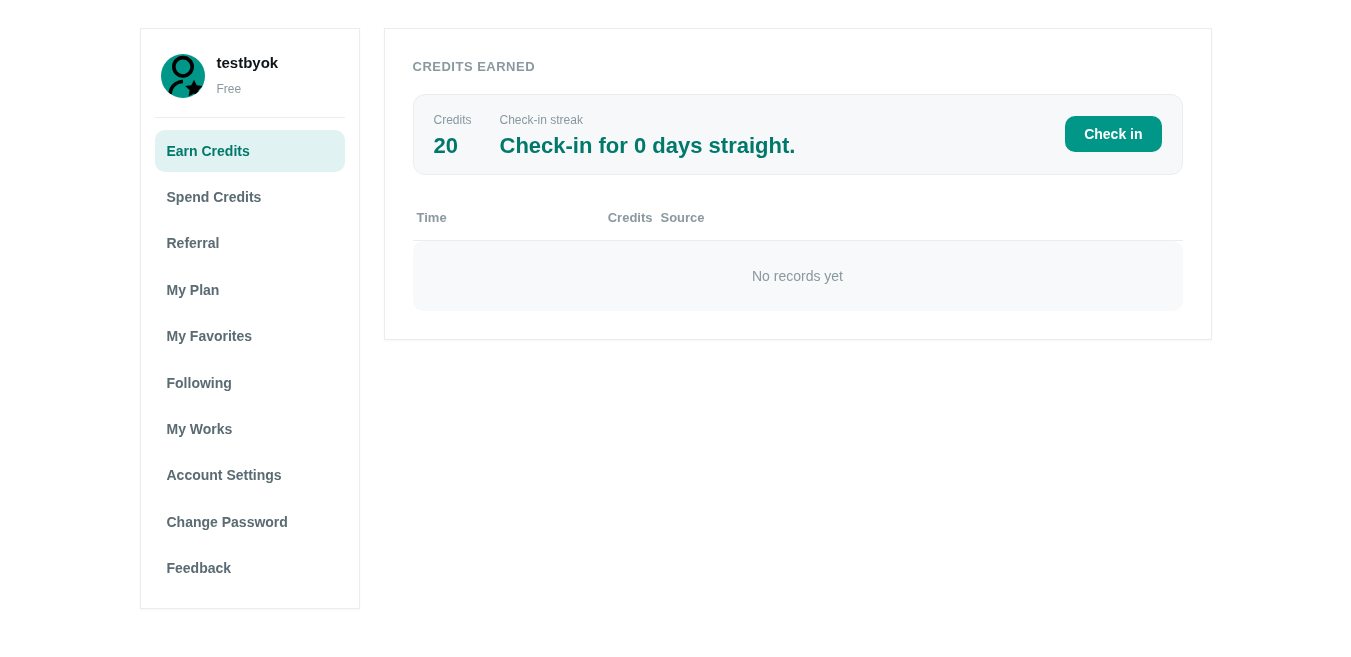 Credits & check-in