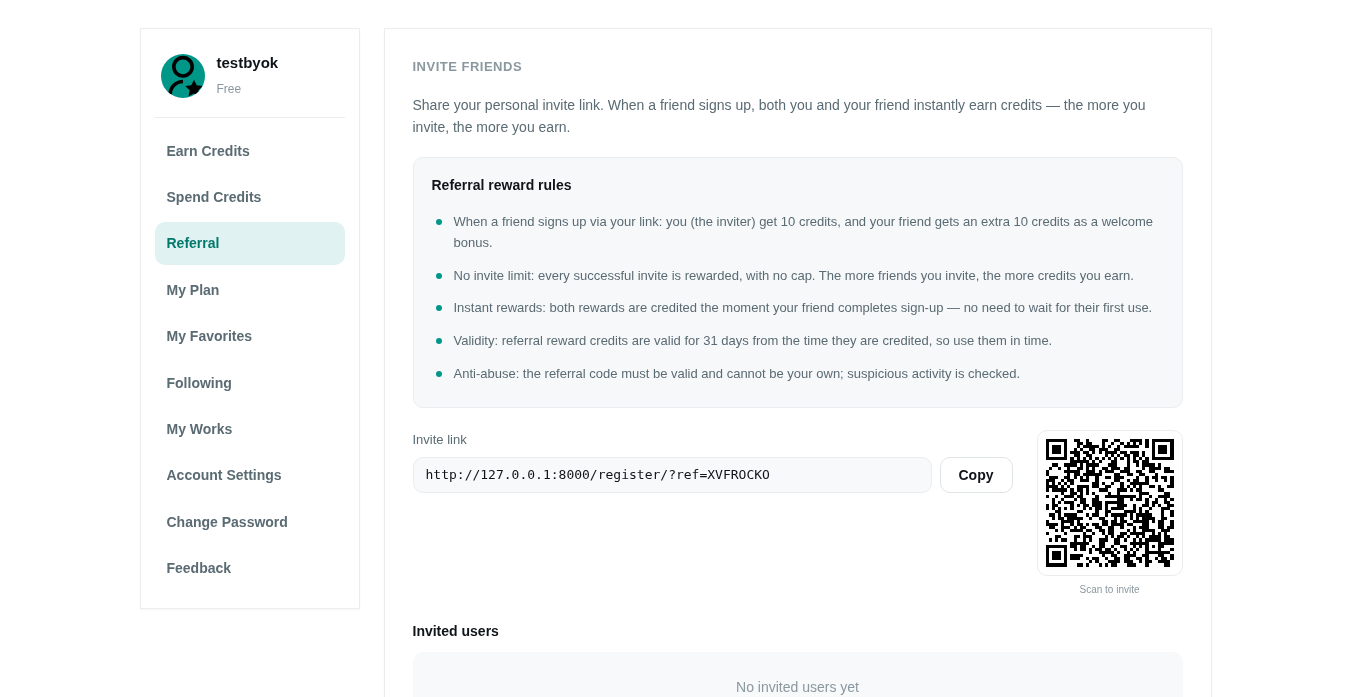 Referral page